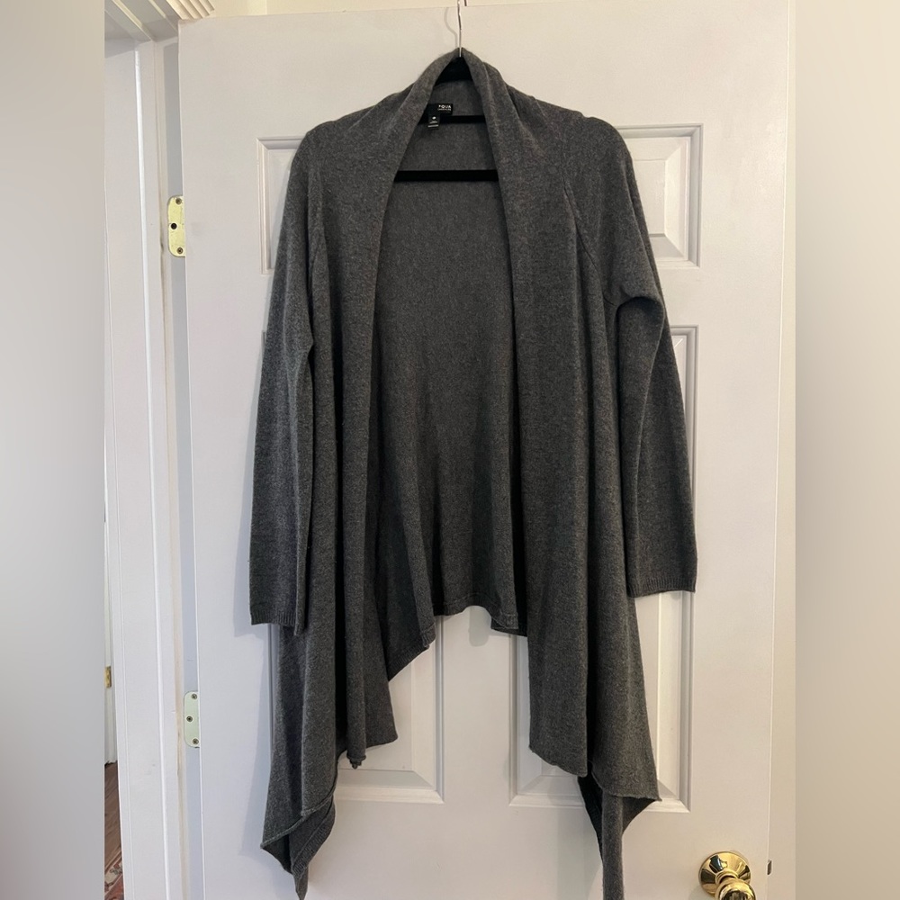 Grey 100% Cashmere Sweater Open Front Wrap